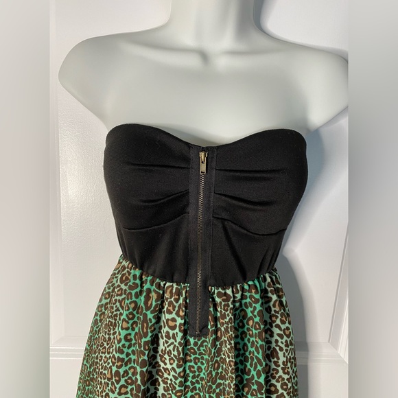 Eclipse Flowing Dress Top Leopard Animal Print Padded Bust  Lined Zipper Front - Picture 5 of 9